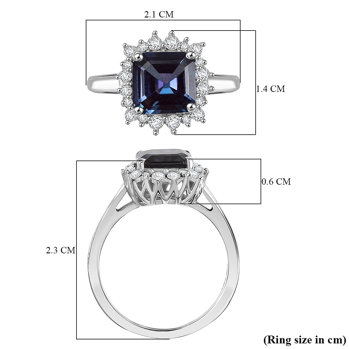 D'Joy AAA Lab Grown Alexandrite and Moissanite 2.30 ctw Ring in Rhodium Over Sterling Silver (Size 8.5) image number 5