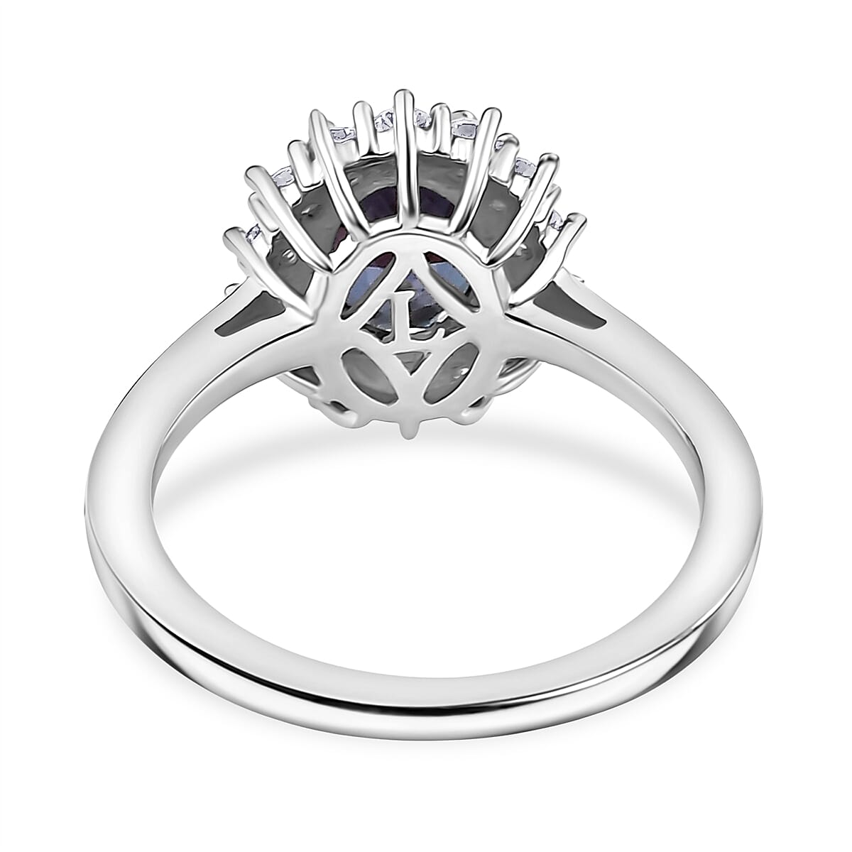Luxuriant AAA Lab Grown Alexandrite and Lab Grown Diamond G-H SI 2.00 ctw Ring in Rhodium Over Sterling Silver (Size 6.0) image number 4