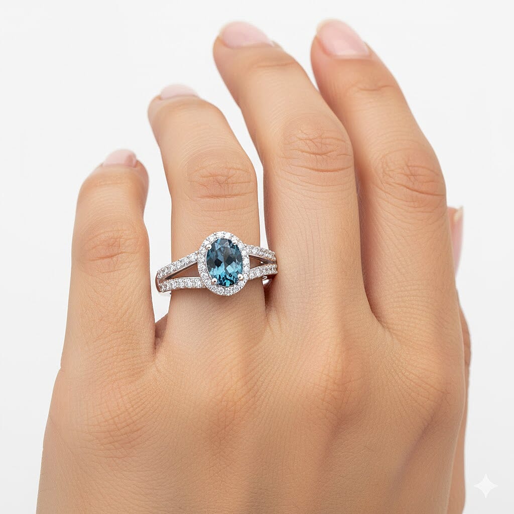Luxuriant AAA Lab Grown Alexandrite and White Zircon 1.90 ctw Ring in Rhodium Over Sterling Silver (Size 7.0)