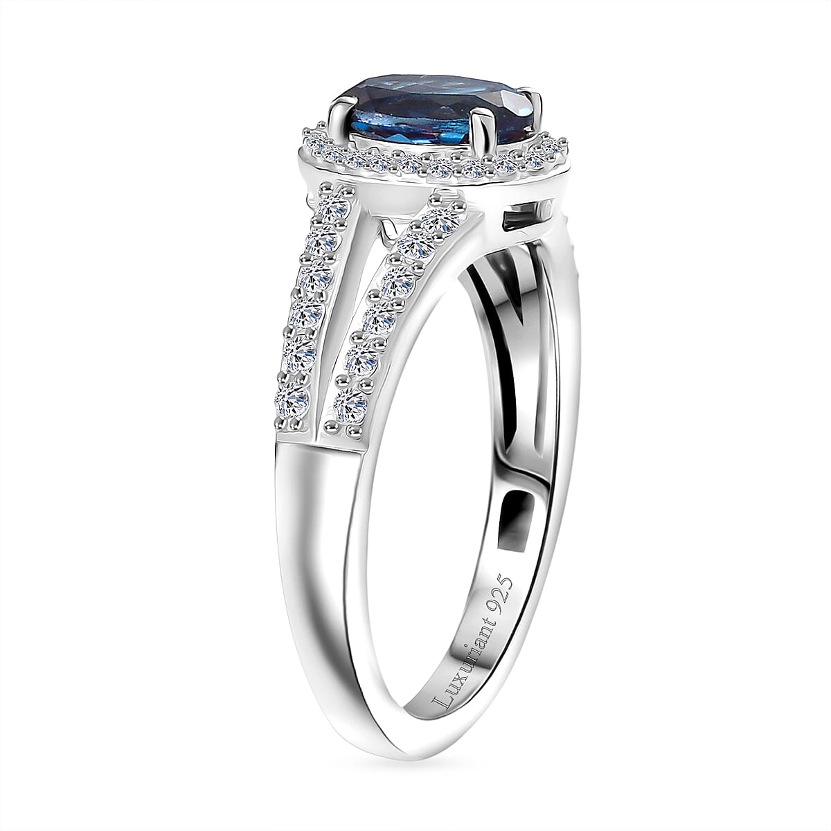 Luxuriant AAA Lab Grown Alexandrite and White Zircon 1.90 ctw Ring in Rhodium Over Sterling Silver (Size 7.0)