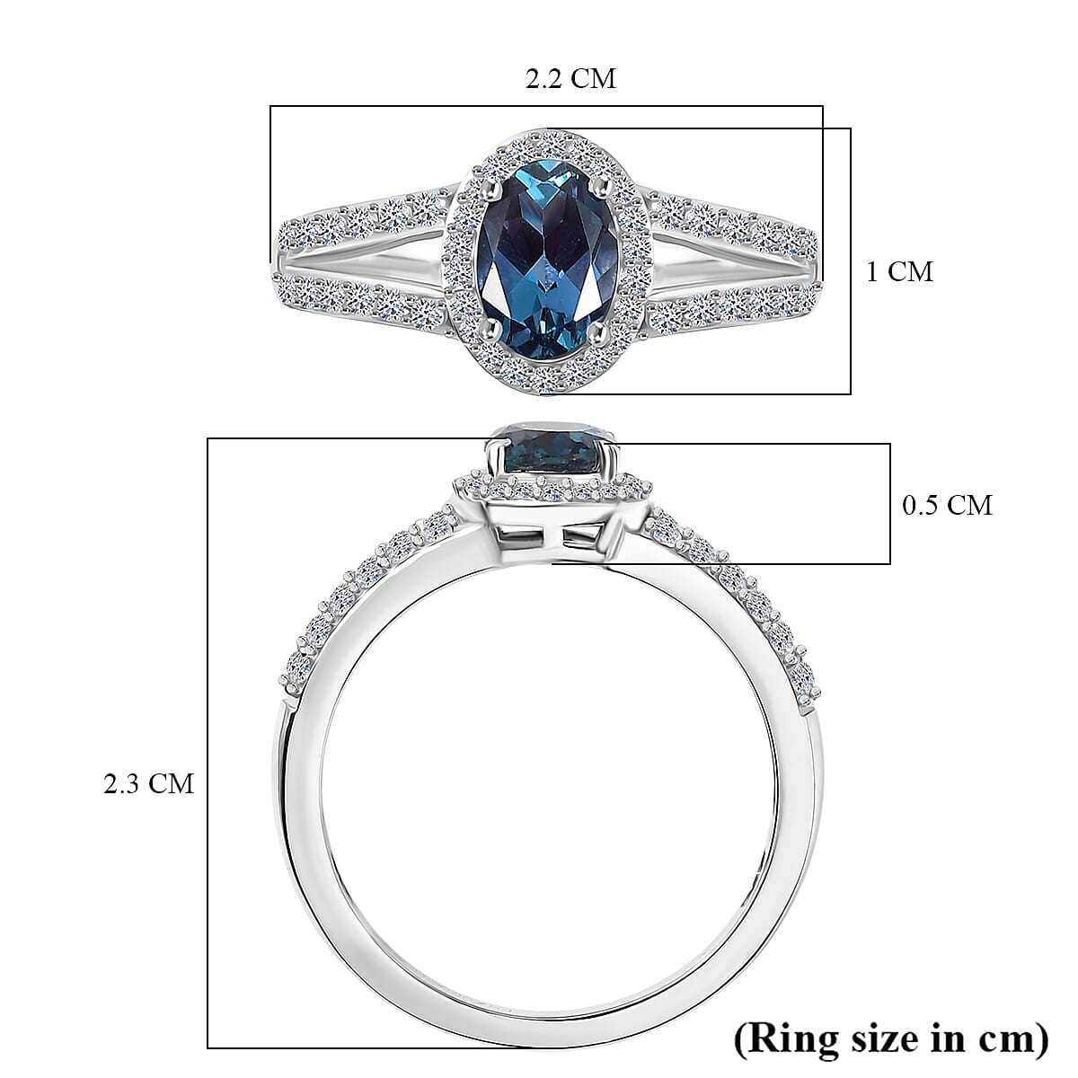 Luxuriant AAA Lab Grown Alexandrite and White Zircon 1.90 ctw Ring in Rhodium Over Sterling Silver (Size 7.0)