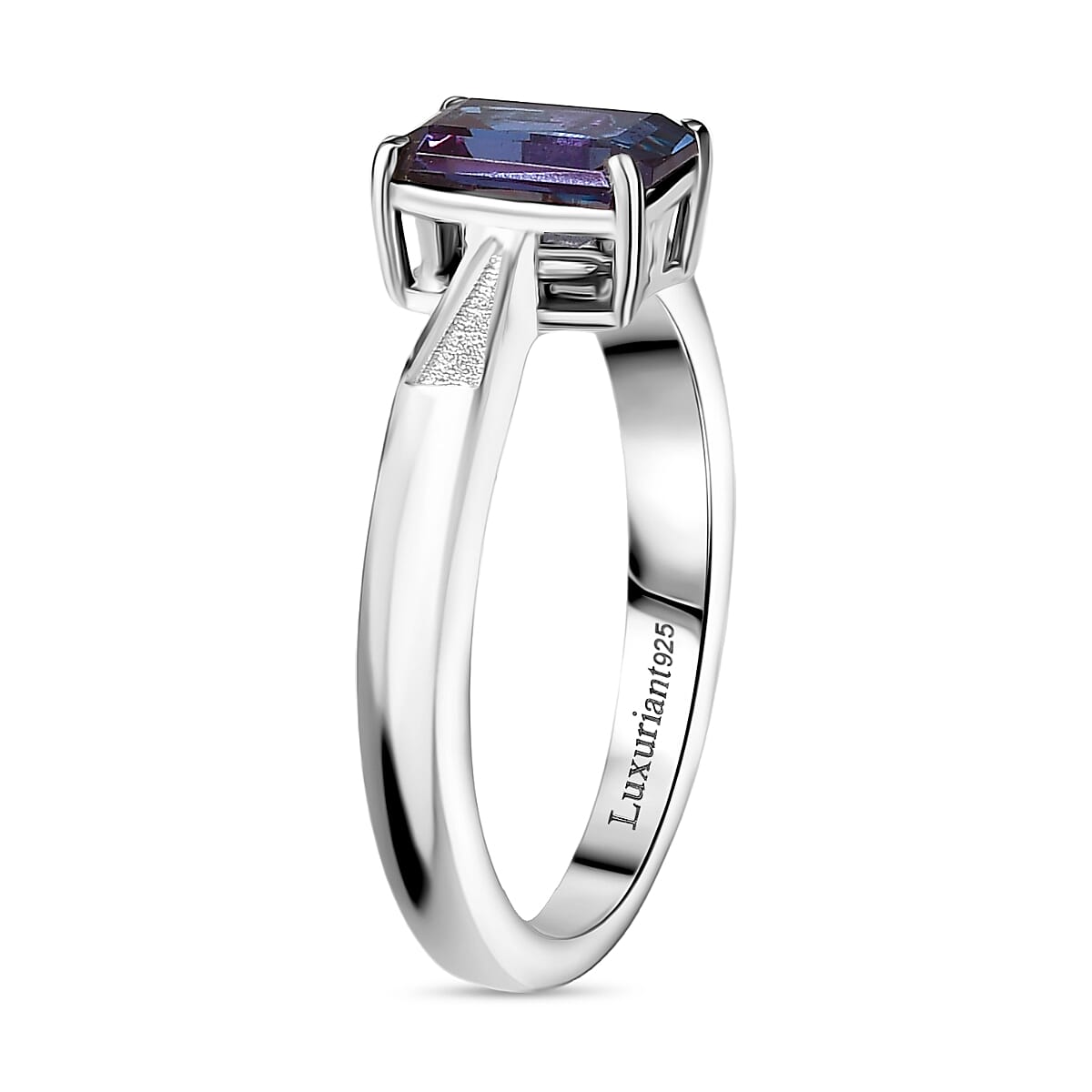Luxuriant AAA Lab Grown Alexandrite 1.20 ctw Solitaire Ring in Rhodium Over Sterling Silver (Size 10.0)