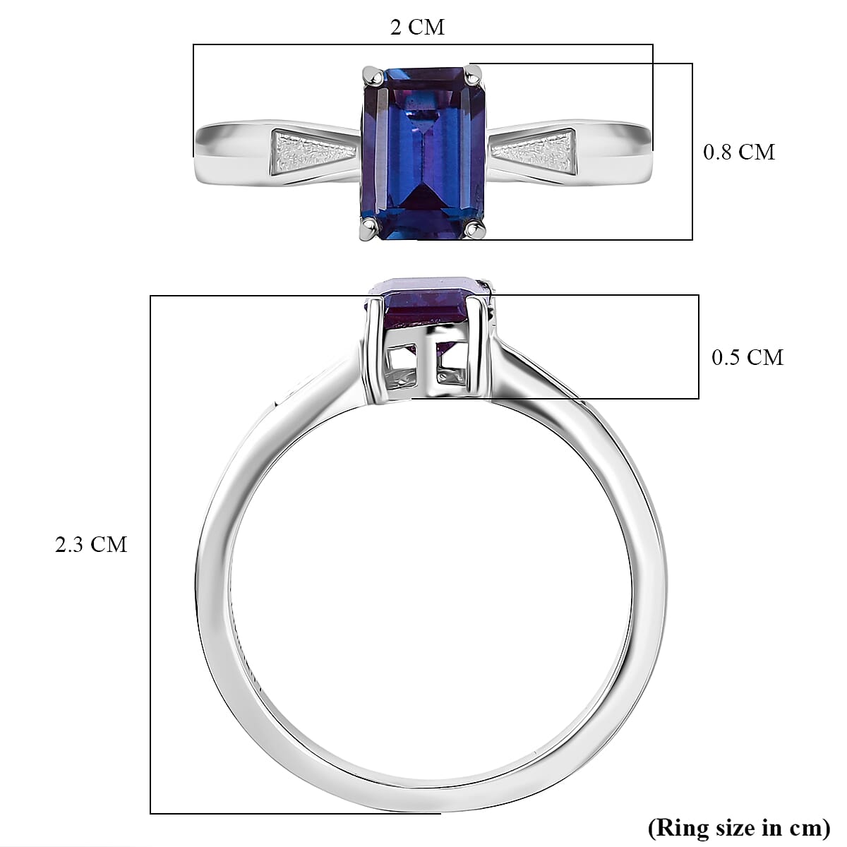 Luxuriant AAA Lab Grown Alexandrite 1.20 ctw Solitaire Ring in Rhodium Over Sterling Silver (Size 10.0)