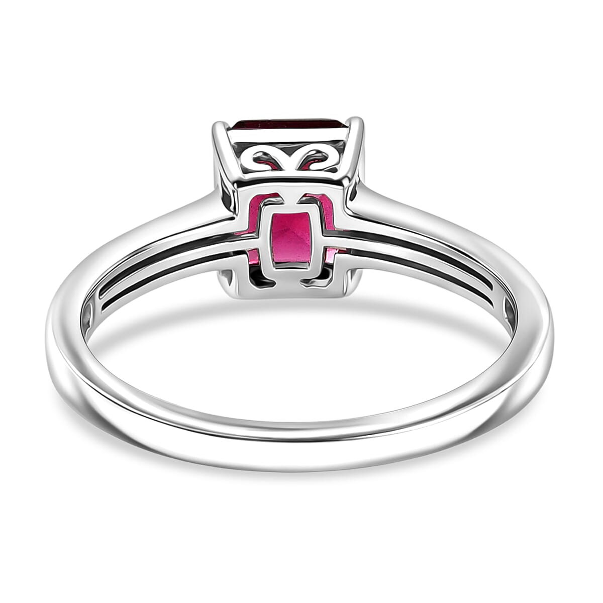 D'Joy Premium Orissa Rhodolite Garnet and White Zircon 2.20 ctw Ring in Rhodium Over Sterling Silver (Size 7.5)