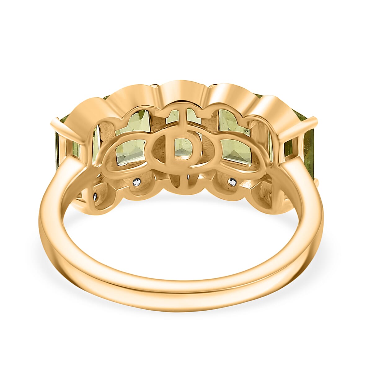 D'Joy Premium Hebei Peridot and White Zircon 3.60 ctw Ring in 18K Vermeil Yellow Gold Over Sterling Silver (Size 7.0)