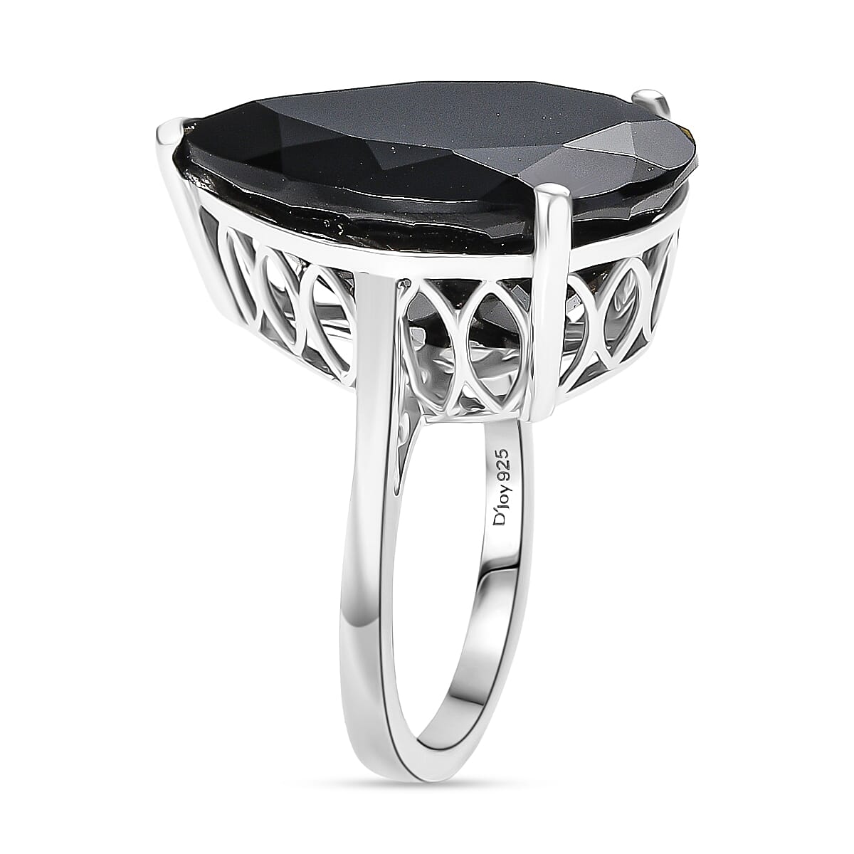 D'Joy Thai Black Spinel 22.10 ctw Solitaire Ring in Platinum Over Sterling Silver (Size 9.5) image number 3