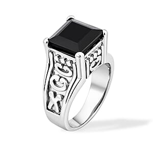Princess Cut Midnight Garnet 6.00 ctw Ring in Sterling Silver (Size 10.0)