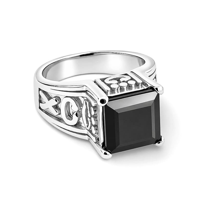Princess Cut Midnight Garnet 6.00 ctw Ring in Sterling Silver (Size 6.0)