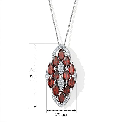 Mozambique Garnet and White Zircon 8.00 ctw Pendant without Chain in Sterling Silver