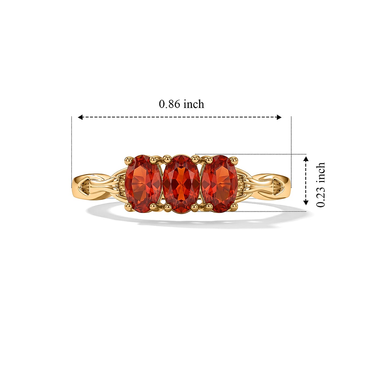 D'Joy Mexican Cherry Fire Opal 0.50 ctw Ring in 18K Vermeil Yellow Gold Over Sterling Silver (Size 9.0) image number 3