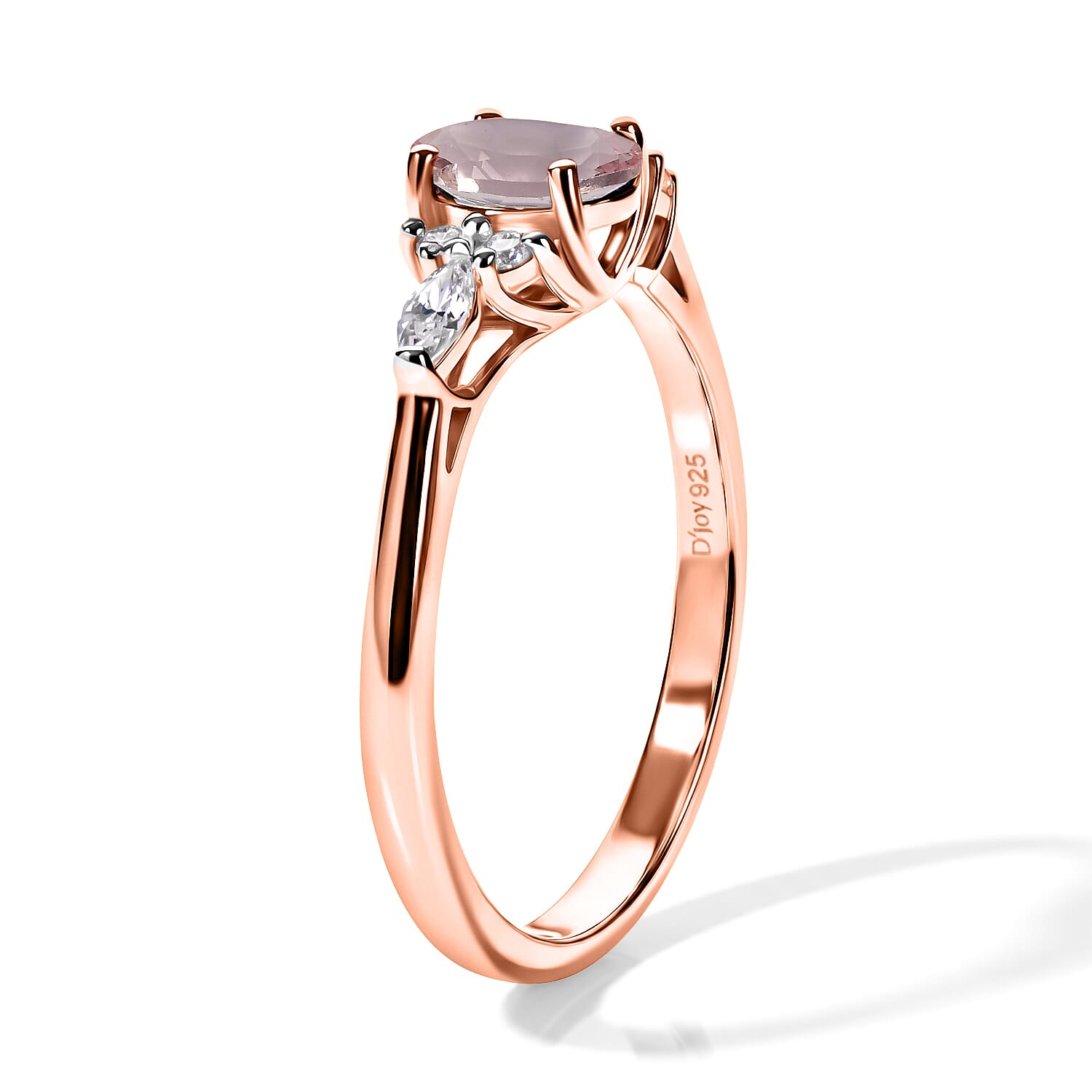 D'Joy Premium Pink Morganite and Moissanite 1.40 ctw Ring in 18K Vermeil Rose Gold Over Sterling Silver (Size 4.0)