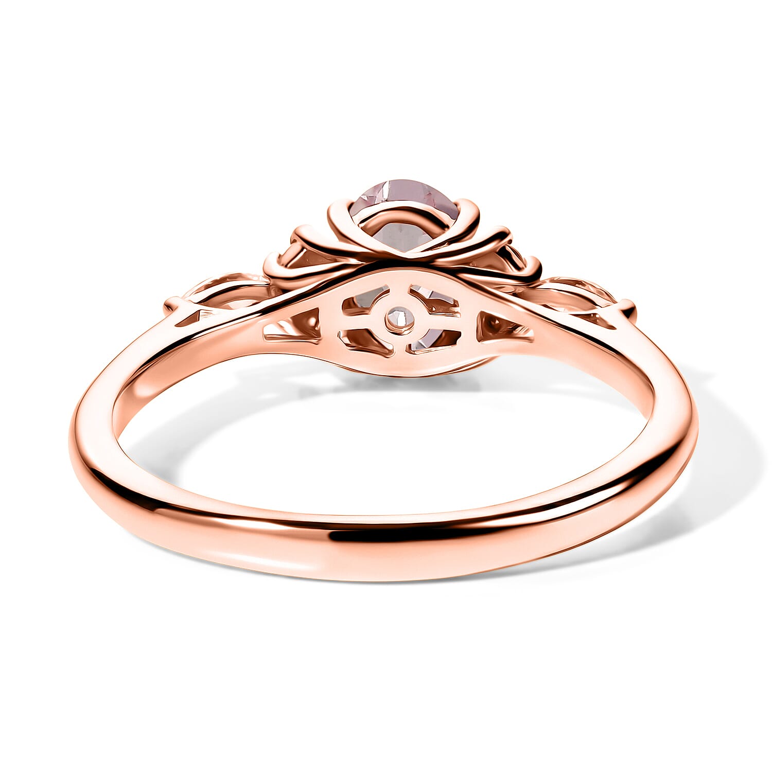 D'Joy Premium Pink Morganite and Moissanite 1.40 ctw Ring in 18K Vermeil Rose Gold Over Sterling Silver (Size 4.0)