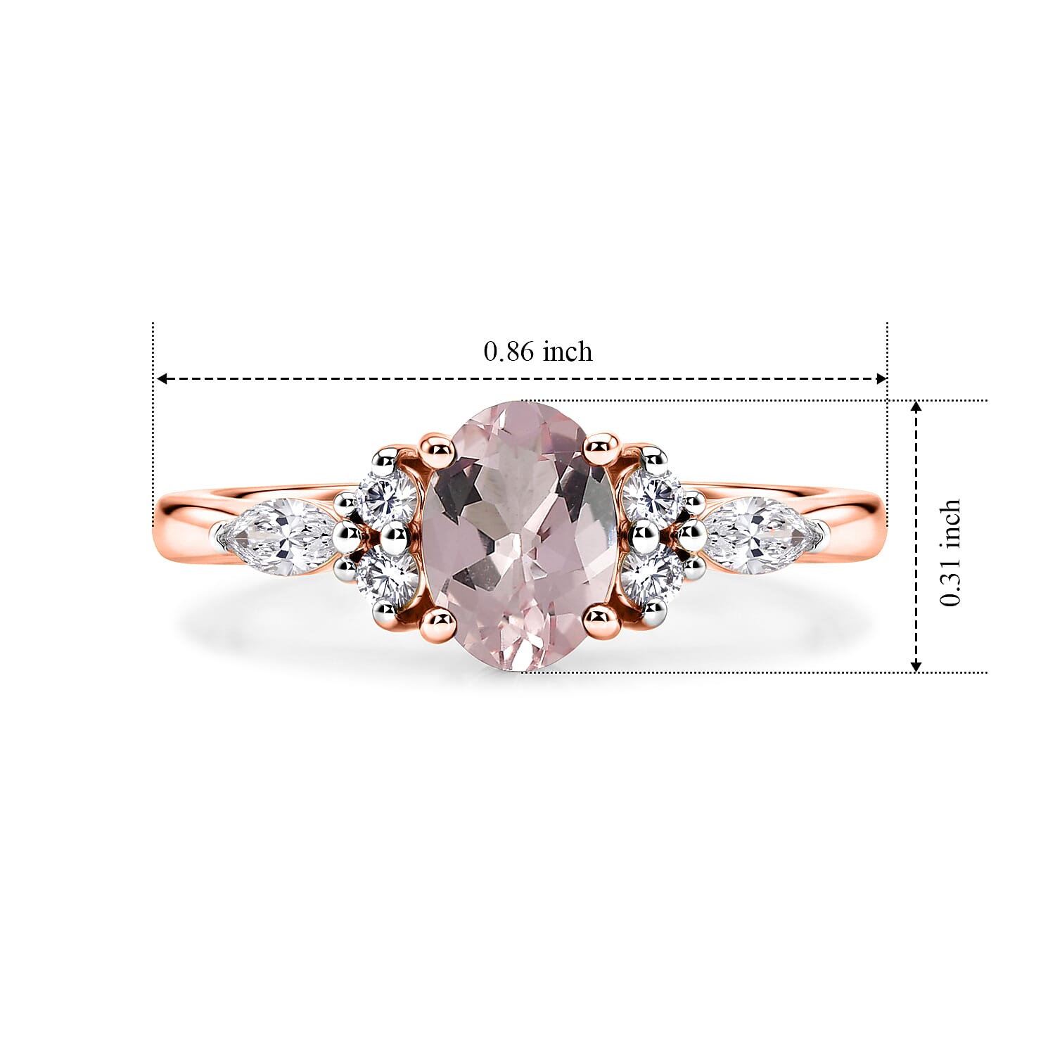 D'Joy Premium Pink Morganite and Moissanite 1.40 ctw Ring in 18K Vermeil Rose Gold Over Sterling Silver (Size 4.0)