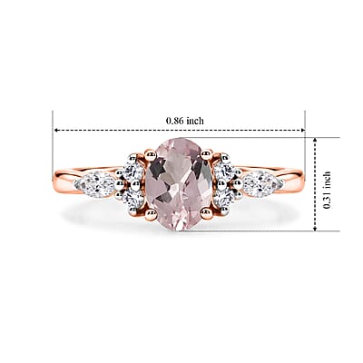D'Joy Premium Pink Morganite and Moissanite 1.40 ctw Ring in 18K Vermeil Rose Gold Over Sterling Silver (Size 4.0)