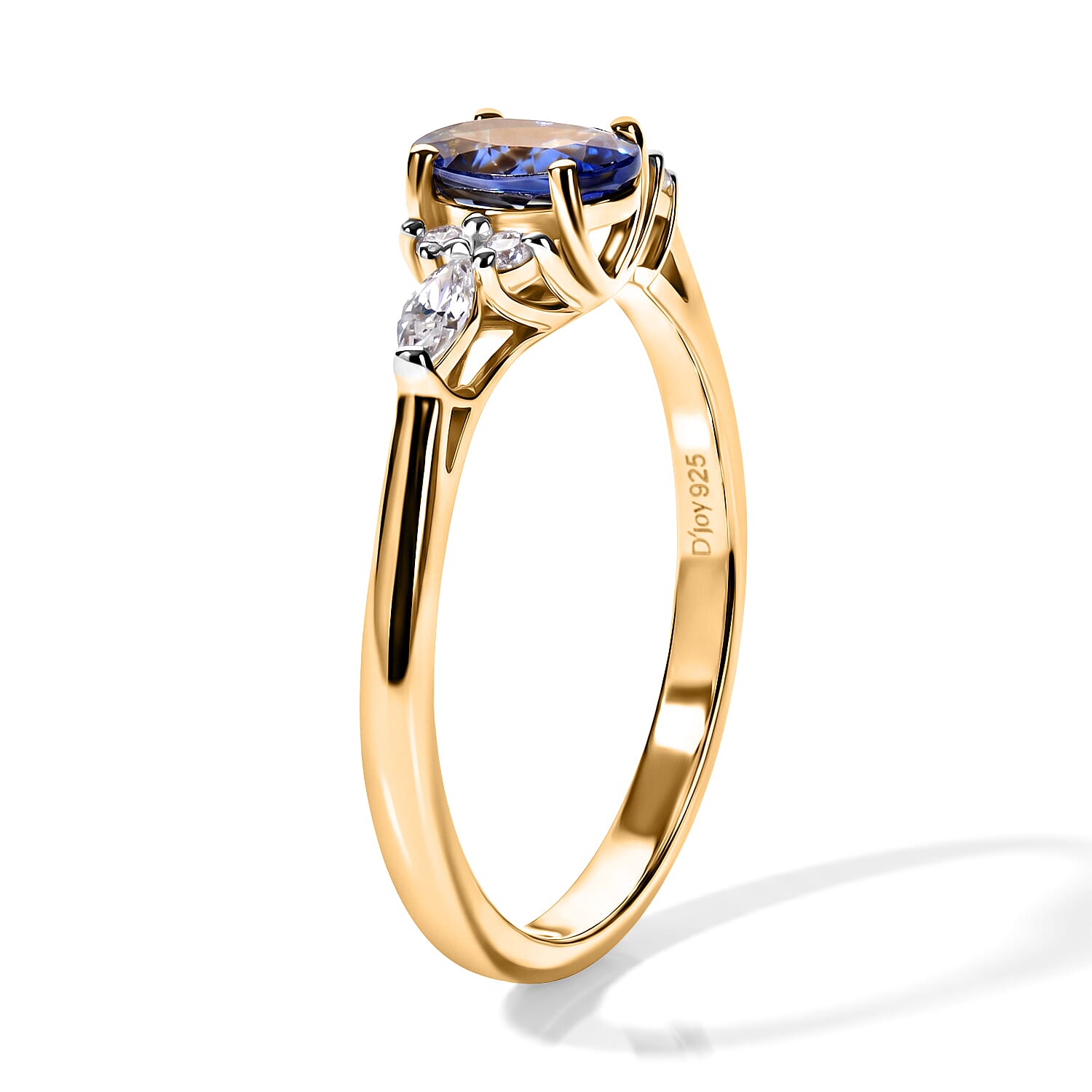 D'Joy Premium Tanzanite and Moissanite 1.00 ctw Ring in 18K Vermeil Yellow Gold Over Sterling Silver (Size 8.5)