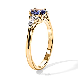 D'Joy Premium Tanzanite and Moissanite 1.00 ctw Ring in 18K Vermeil Yellow Gold Over Sterling Silver (Size 8.5)