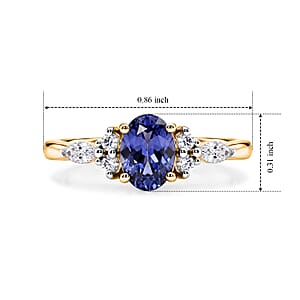 D'Joy Premium Tanzanite and Moissanite 1.00 ctw Ring in 18K Vermeil Yellow Gold Over Sterling Silver (Size 8.5)