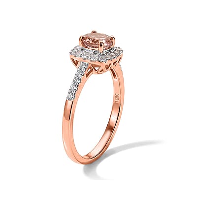 Certified and Appraised AAA Blush Tourmaline and Luxuriant Lab Grown Diamond G-H SI 1.35 ctw Ring in 10K Rose Gold (Size 5.0)