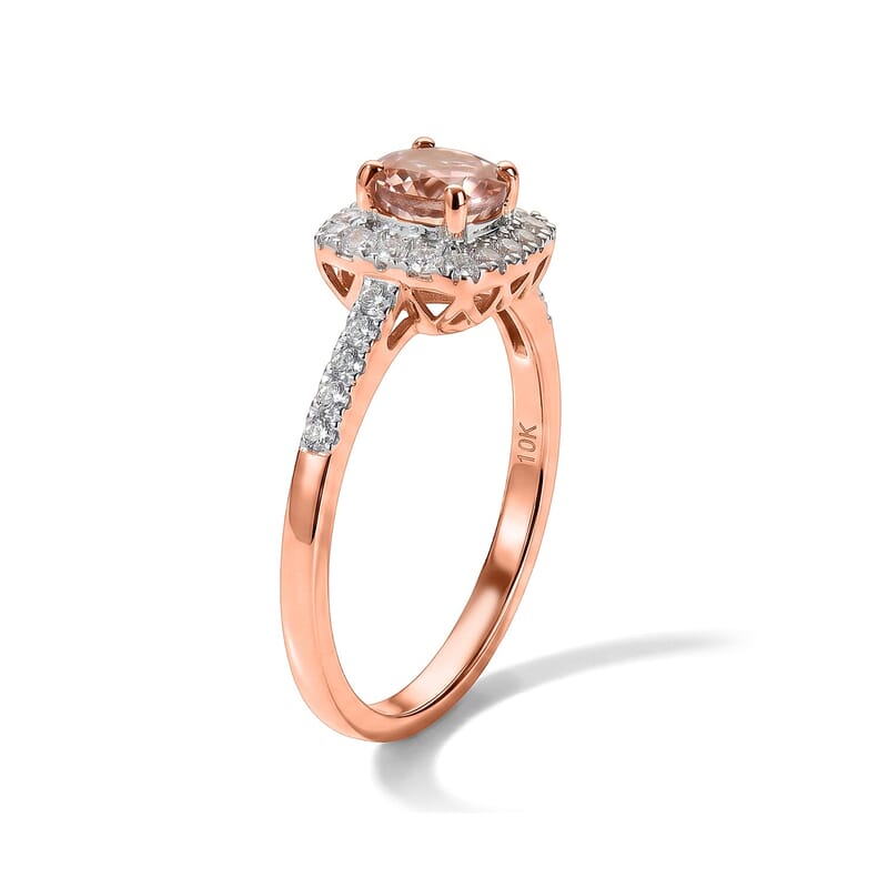Certified and Appraised AAA Blush Tourmaline and Luxuriant Lab Grown Diamond G-H SI 1.35 ctw Ring in 10K Rose Gold (Size 5.0)