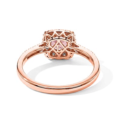 Certified and Appraised AAA Blush Tourmaline and Luxuriant Lab Grown Diamond G-H SI 1.35 ctw Ring in 10K Rose Gold (Size 5.0)
