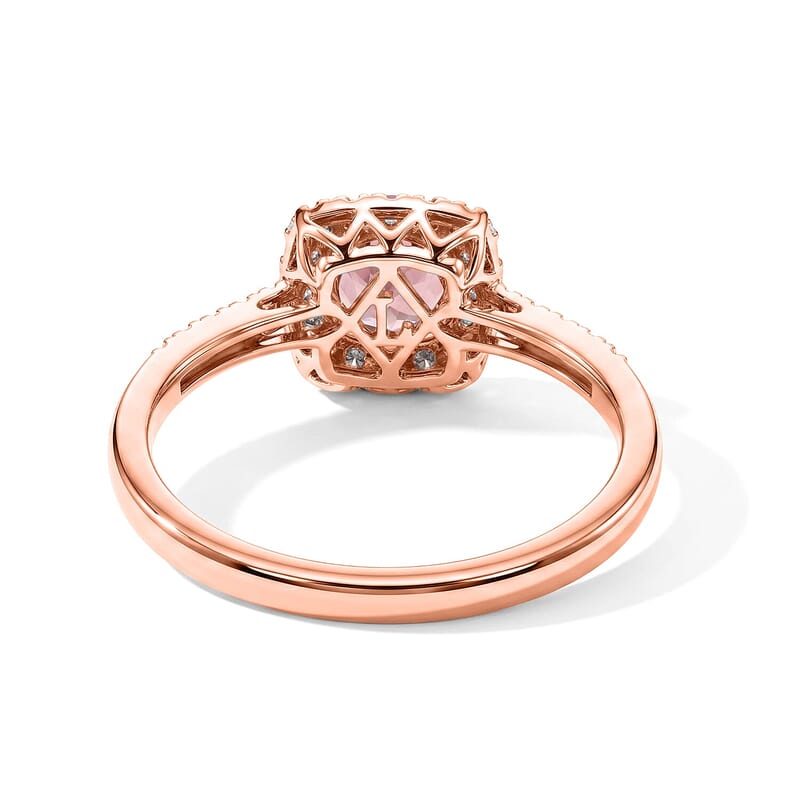 Certified and Appraised AAA Blush Tourmaline and Luxuriant Lab Grown Diamond G-H SI 1.35 ctw Ring in 10K Rose Gold (Size 5.0)
