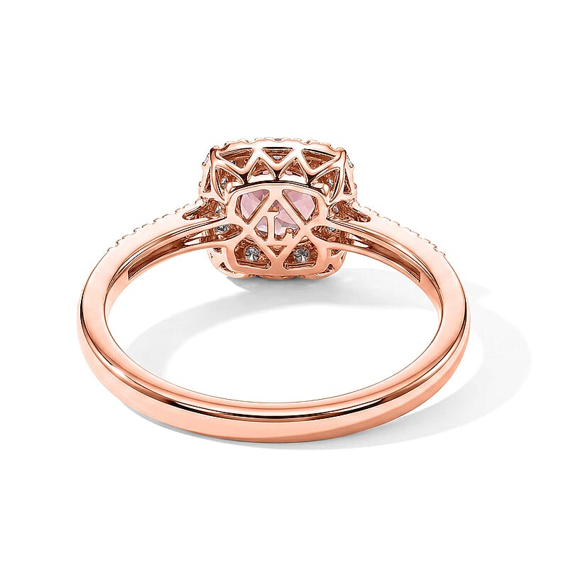 Certified and Appraised AAA Blush Tourmaline and Luxuriant Lab Grown Diamond G-H SI 1.35 ctw Ring in 10K Rose Gold (Size 5.0)