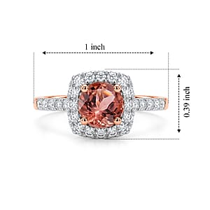 Certified & Appraised AAA Blush Tourmaline and Luxuriant Lab Grown Diamond G-H SI 1.35 ctw Ring in 10K Rose Gold (Size 7.0)