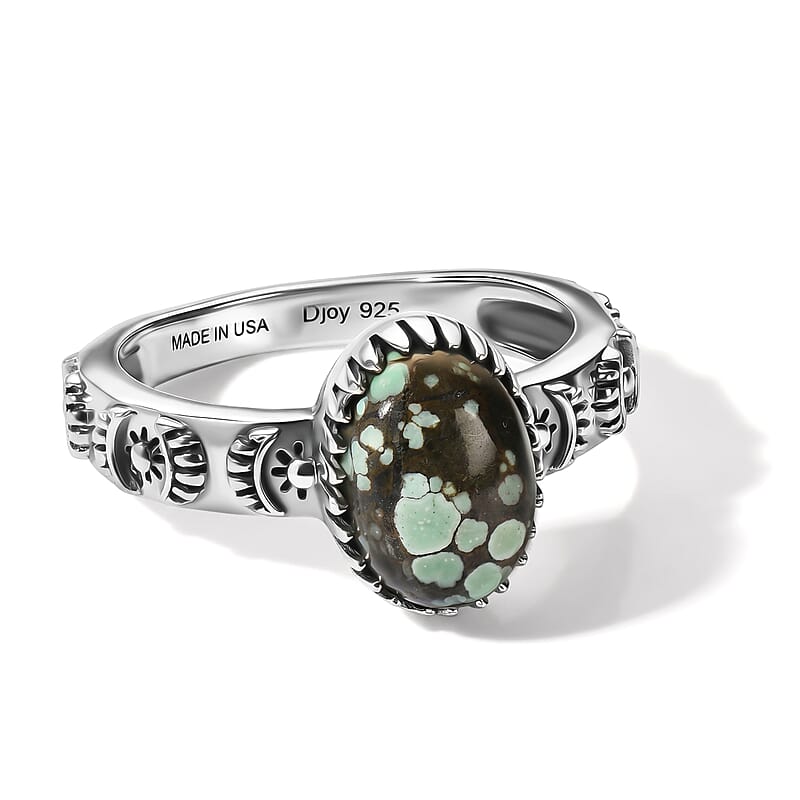 D'Joy Artisan Crafted Spiderweb Turquoise 2.10 ctw Ring in Sterling Silver (Size 6.0)