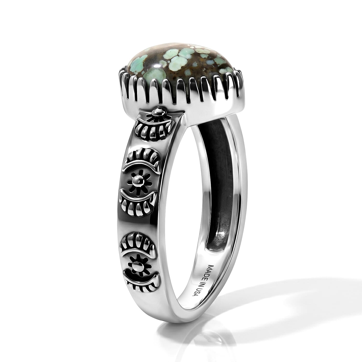 D'Joy Artisan Crafted Premium Spiderweb Turquoise 2.00 ctw Ring in Sterling Silver (Size 7.0)