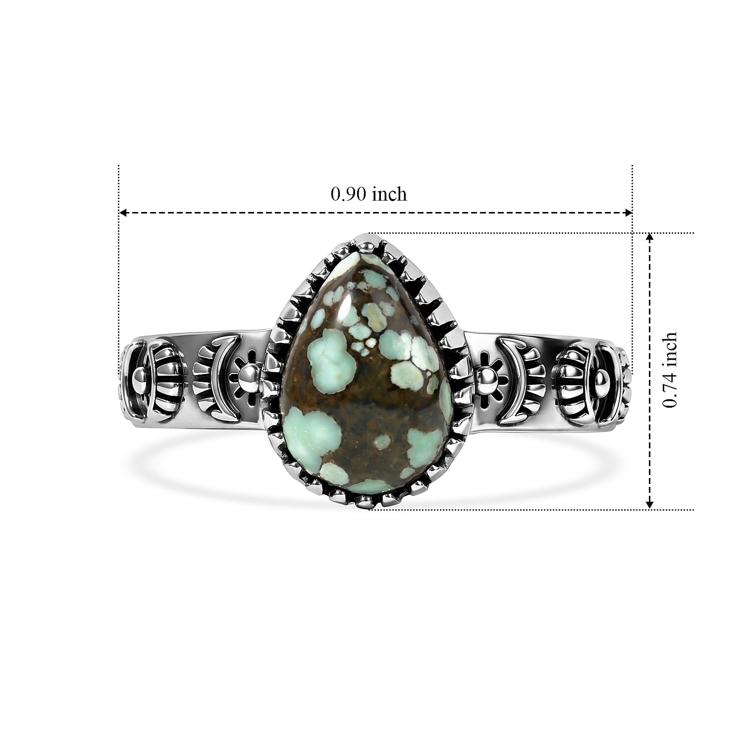 D'Joy Artisan Crafted Premium Spiderweb Turquoise 2.00 ctw Ring in Sterling Silver (Size 7.0)