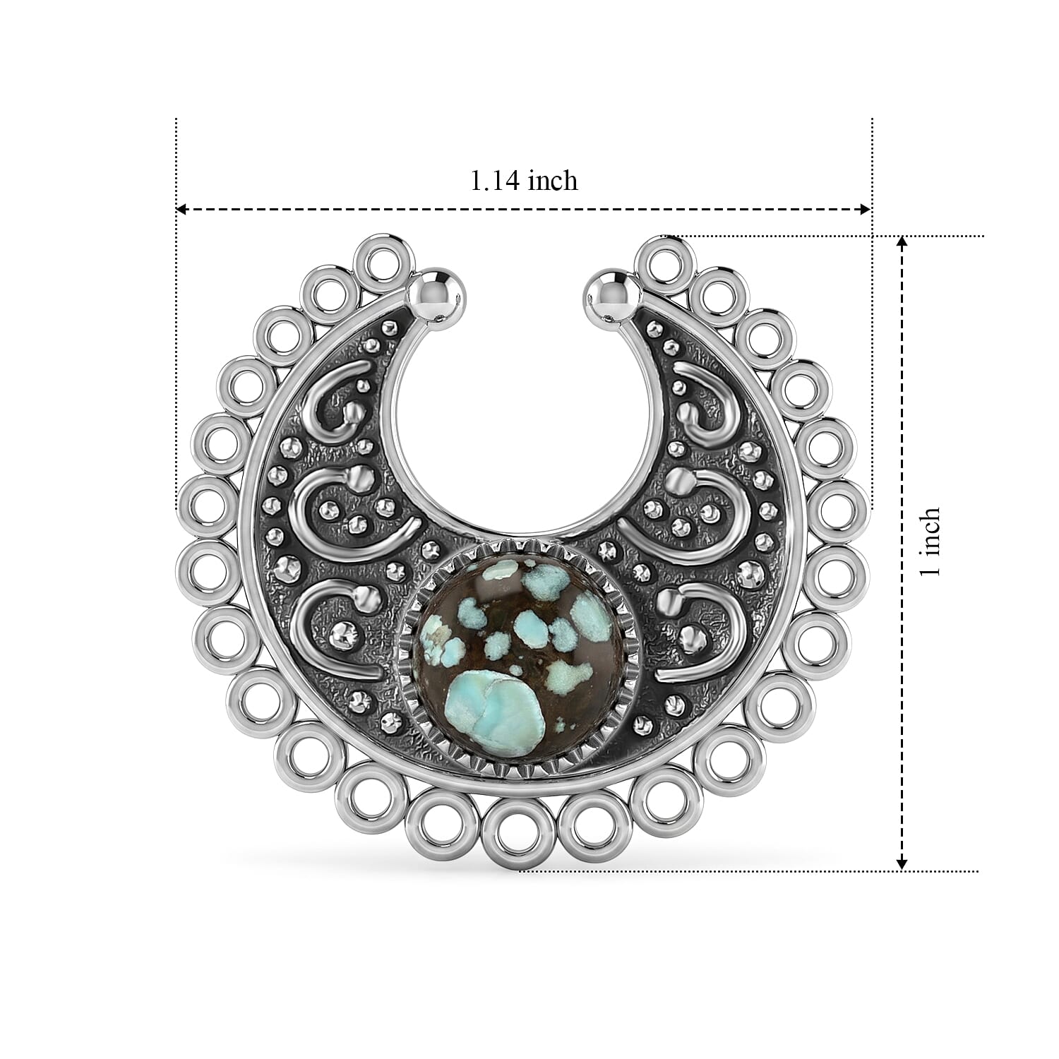 D'Joy Artisan Crafted Premium Spiderweb Turquoise 2.00 ctw Ring in Sterling Silver (Size 5.0)