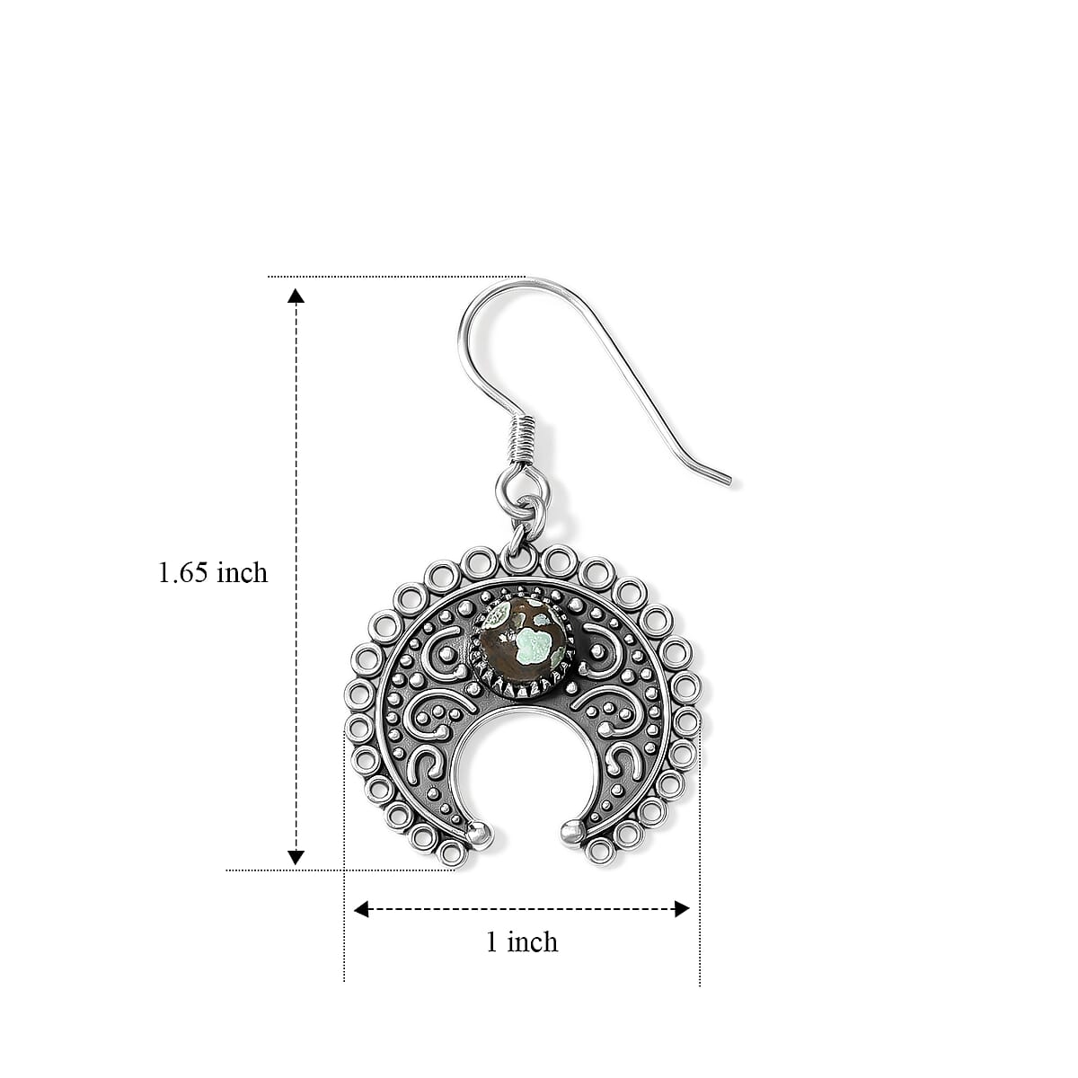 D'Joy Artisan Crafted Premium Spiderweb Turquoise 1.80 ctw Earrings in Sterling Silver image number 2