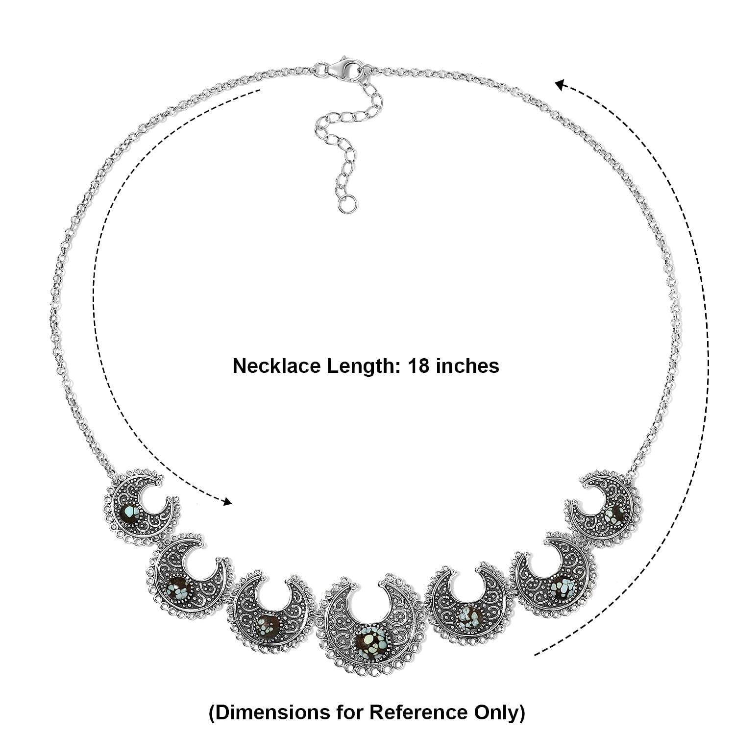 D'Joy Artisan Crafted Premium Spiderweb Turquoise 7.00 ctw Fancy Necklace in Sterling Silver 18 Inches
