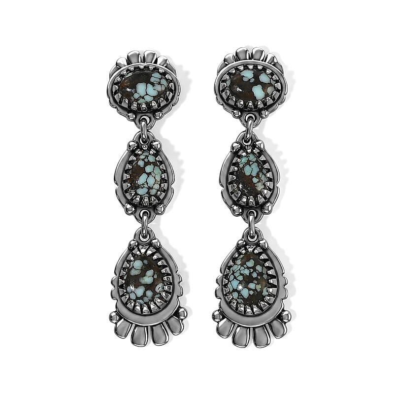 D'Joy Artisan Crafted Premium Spiderweb Turquoise 3.10 ctw Earrings in Sterling Silver