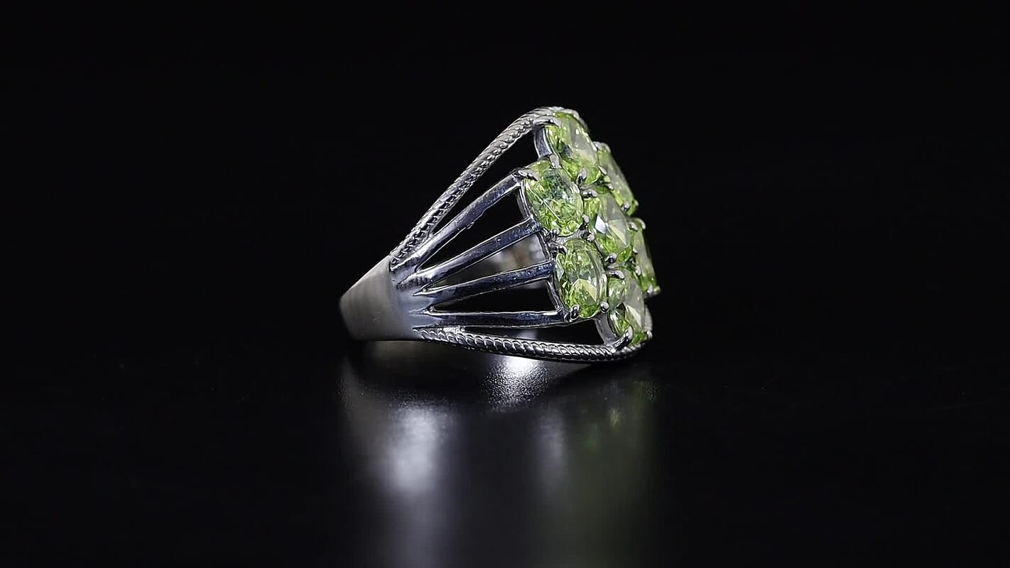 EverTrue Simulated Lime Diamond Ring in Stainless Steel (Size 10.0) 5.10 ctw