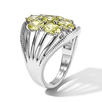 EverTrue Simulated Lime Diamond 5.10 ctw Ring in Stainless Steel (Size 5.0)
