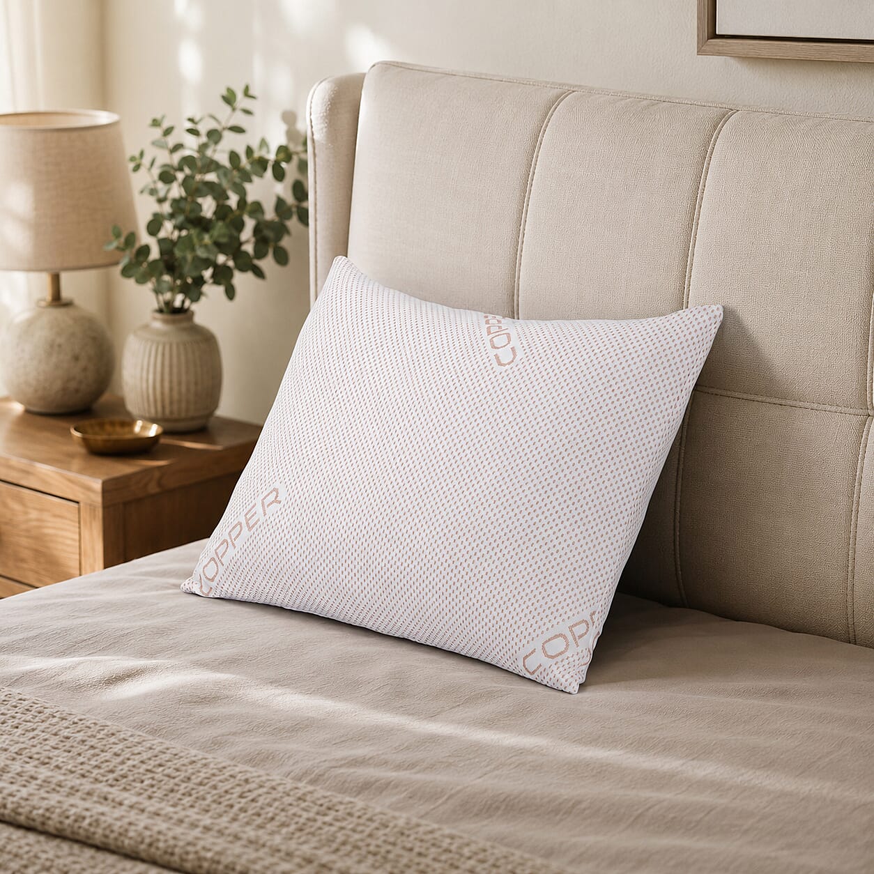 Adjustable Memory Foam Pillow with Copper-Infused Pillowcase Around 1800 Grams