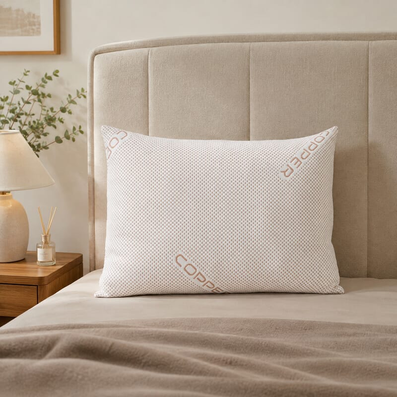 Adjustable Memory Foam Pillow with Copper-Infused Pillowcase Around 1800 Grams