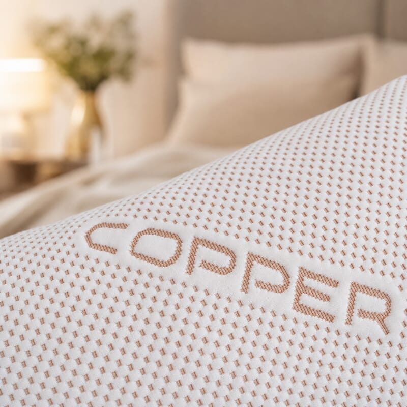 Adjustable Memory Foam Pillow with Copper-Infused Pillowcase Around 1800 Grams