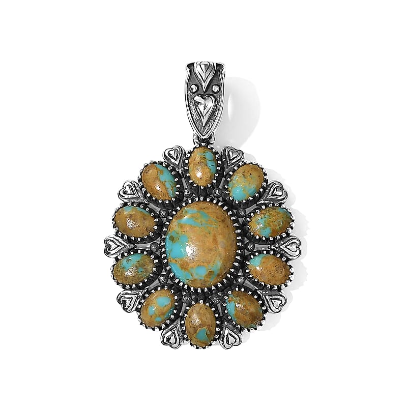 D'Joy Artisan Crafted Royston Turquoise 9.75 ctw Pendant without Chain in Sterling Silver