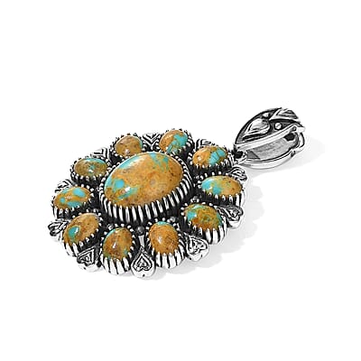 D'Joy Artisan Crafted Royston Turquoise 9.75 ctw Pendant without Chain in Sterling Silver