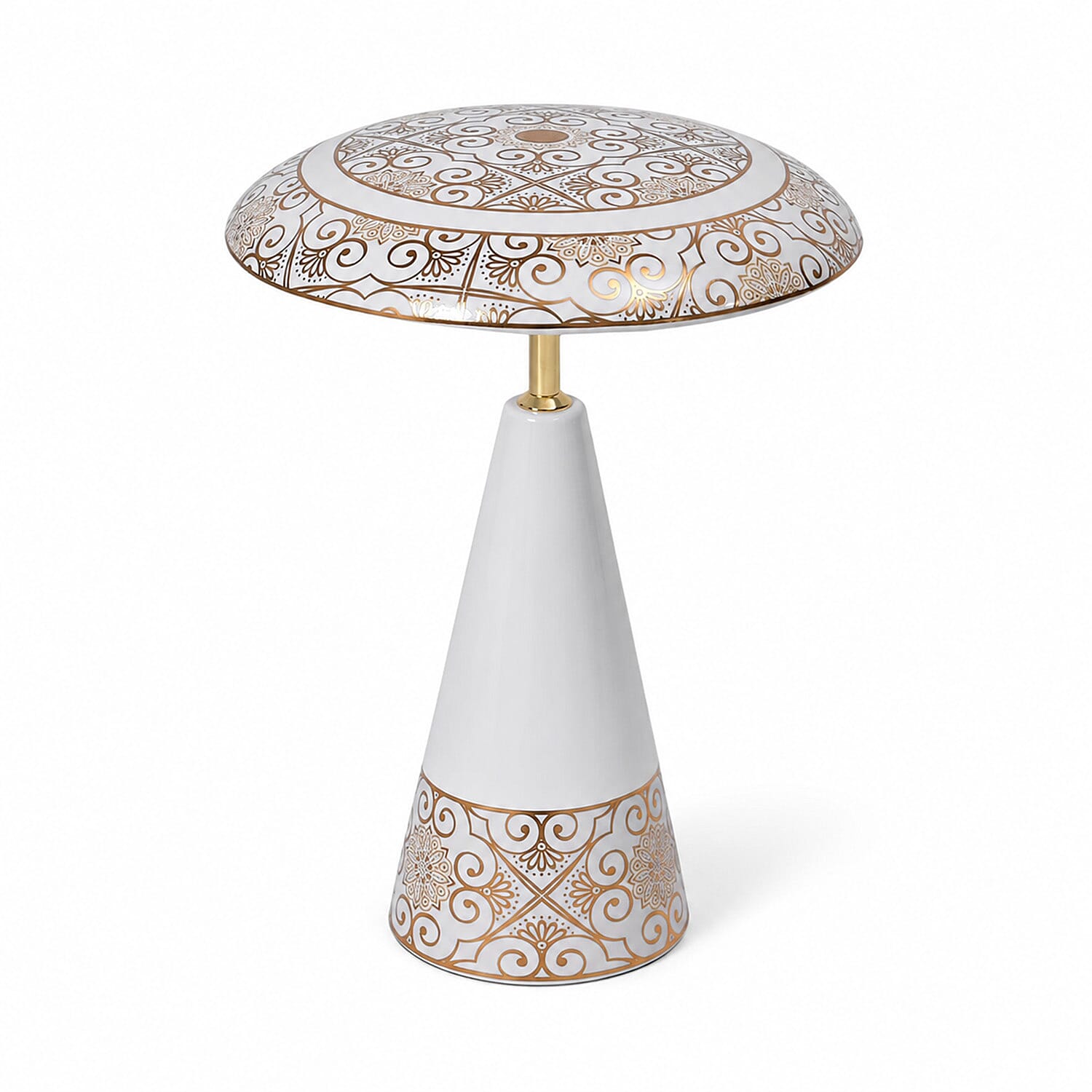Livmore White and Gold Magnetic Table Lamp (3 Color Change When Touch Top and Long Press on The Top)