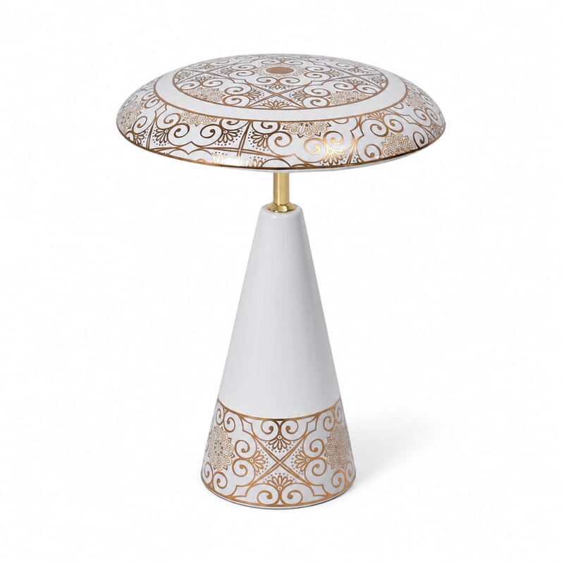 Livmore White and Gold Magnetic Table Lamp (3 Color Change When Touch Top and Long Press on The Top)