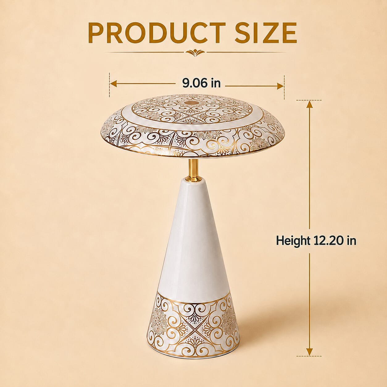 Livmore White and Gold Magnetic Table Lamp (3 Color Change When Touch Top and Long Press on The Top)