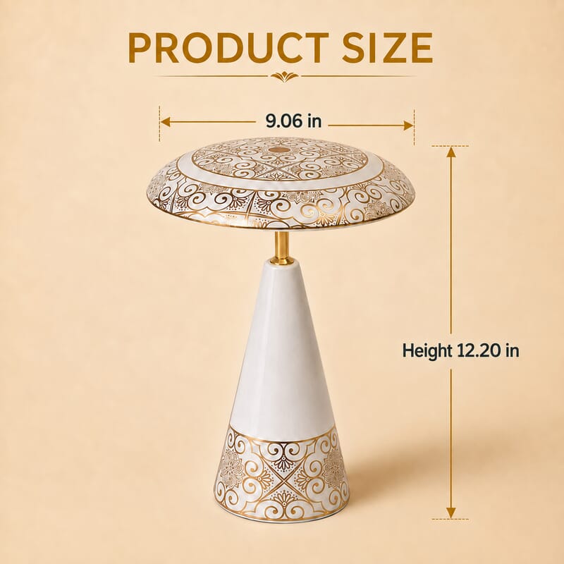Livmore White and Gold Magnetic Table Lamp (3 Color Change When Touch Top and Long Press on The Top)
