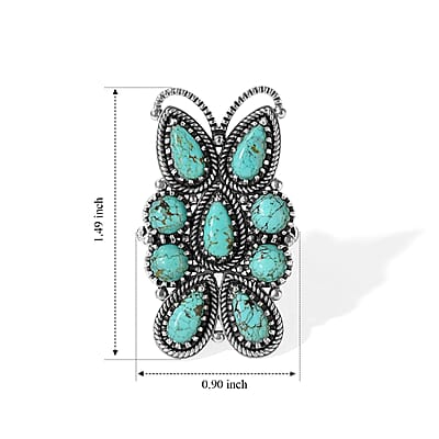 D'Joy Artisan Crafted Royston Turquoise 5.55 ctw Ring in Sterling Silver (Size 6.0)