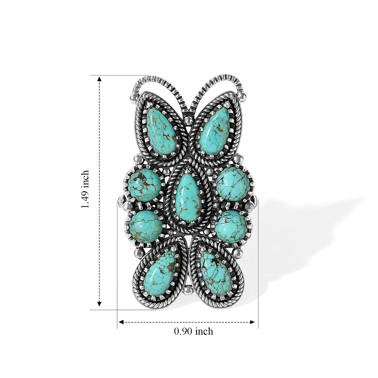 D'Joy Artisan Crafted Royston Turquoise 6.00 ctw Ring in Sterling Silver (Size 7.0)