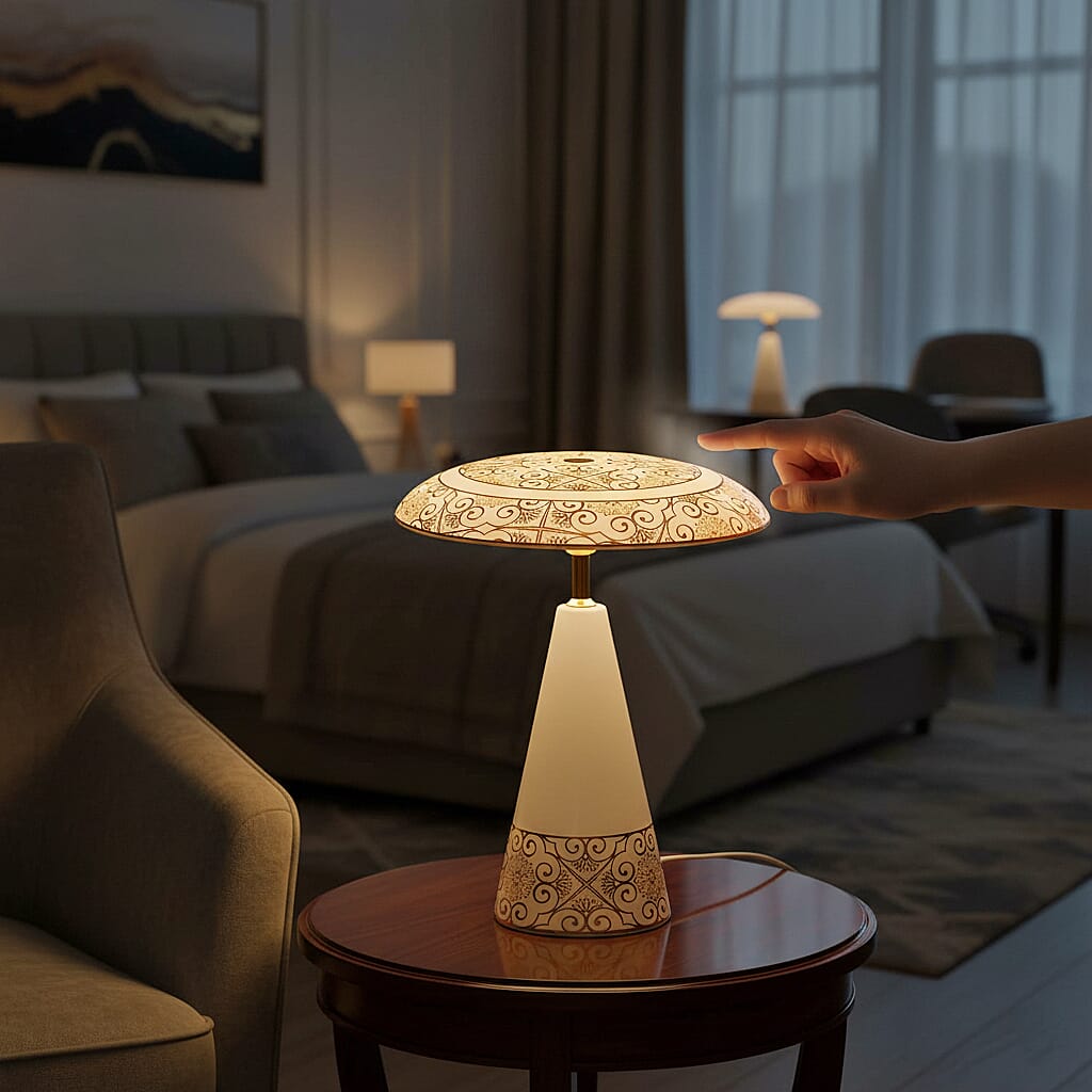 Livmore Brown and Gold Magnetic Table Lamp (3 Color Change When Touch Top and Long Press on The Top)
