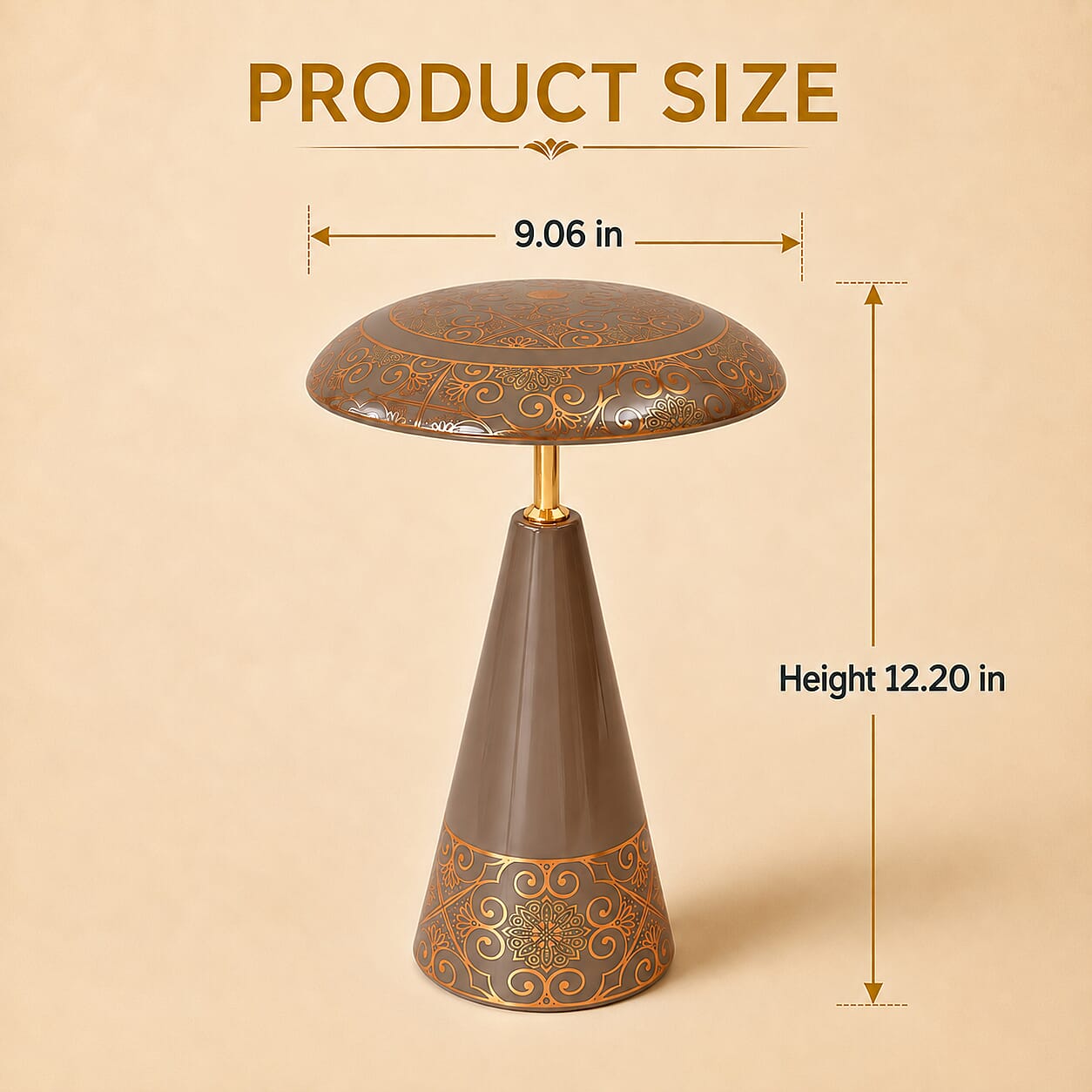 Livmore Brown and Gold Magnetic Table Lamp (3 Color Change When Touch Top and Long Press on The Top)