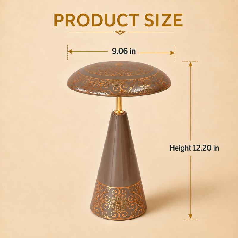Livmore Brown and Gold Magnetic Table Lamp (3 Color Change When Touch Top and Long Press on The Top)